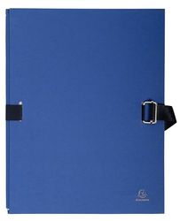 Exacompta - Réf. 223029E - Carton de 25 chemises à dos extensible en papier toilé couleur - dos extensible jusqu'à 13 cm - fermeture par sangle - dim 24 x 32 cm - pour A4 - bleu foncé