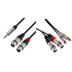 Adam Hall K4YWFF0300 - Cable XLR a mini jack (3.5 mm, estéreo, macho/hembra, 3 metros) & Stagg SAC1MPSXF - Cable para micrófono XLR a jack (estéreo, 1 m), color negro