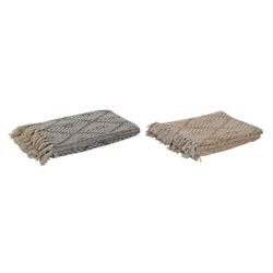 Home ESPRIT Coperta Bianca Grigio Senape Cotone (2 Pezzi)