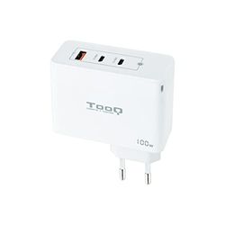 Cargador - Cargador de Pared GAN con 2 Puertos USB-C (PD) y 1 Puerto USB-A (QC), Potencia de 100W, Color Blanco.*