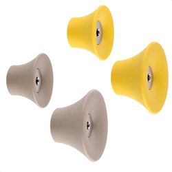 WAGNER - hooks4home - Ganchos de pared de diseño TULIP 4pcs. set - Ø38 x 24 mm, Ø50 x 30 mm, plástico y acero galvanizado, color topo/amarillo - 17032024