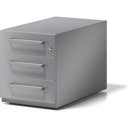 Bisley Roll Container Ordenador con Mango, 3 Universal cajones, Metal, 355 Plata, 77.5 X 42 X 49.5 cm
