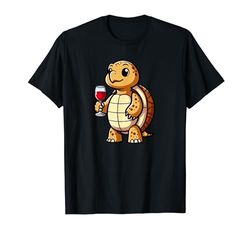 Sulcata Tortuga Vino Reptil Bebida Divertida Camiseta