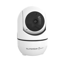 Superior Electronics Security iCM001 - Telecamera WiFi di Sorveglianza da Interno HD 1080p 2.4GHz con Visione Notturna e Audio Bidirezionale - Intercettazione Movimenti - Zoom Manuale - Rotazione 360°