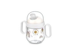 Mepal Non-Spill Sippy Cup Mio, Leakproof, Clear Cap for On-The-go use, Easy-to-Hold Handles, 200 ml, Sunshine & Rainbow