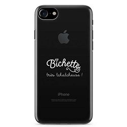Zokko fodral iPhone 7 "Bicheuse Chatcheuse - iPhone 7" storlek - mjukt genomskinligt bläck vitt