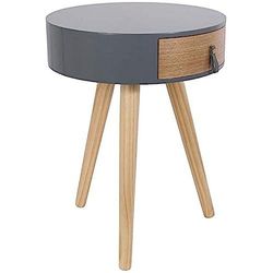 HOME DECO FACTORY Nora Gris 34.5X34.5X47Cm Mobilier Meuble Table De Chevet Lit Chambre, Bois-MDF, 35 x 35 x 46,5