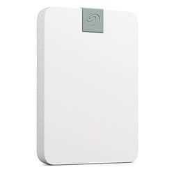 Seagate Ultra Touch HDD 2TB, External HDD, Cloud White, Post-Consumer Recycled material, USB-C compatibility with PC, Mac & Chromebook, Dropbox and Mylio included, Data Rescue Services (STMA2000400)