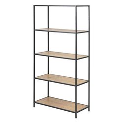 Selsey Krapina - boekenkast in industriële stijl - 5 open vakken - 150 cm hoog, zwart/eiken, 77 x 150 x 35, 5903025326467