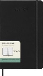 Moleskine Weekly Planner 2024-2025, Agenda Hebdomadaire 18 Mois 2025, Agenda Horizontal avec Couverture Rigide et Fermeture Élastique, Format Large 13 x 21 cm, Couleur Noir