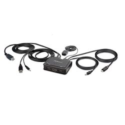 StarTech.com Cable Switch KVM Híbrido de 2 Puertos USB-C HDMI - 4K 60Hz - KVM Compacto con Cable Integrado de 1,8m USB-A/HDMI/Audio y USB Tipo C de 1,2m - Alimentado por el Bus (C2-H46-UAC-CBL-KVM)