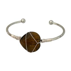 VIE Heart-Shaped Crystal Bangle, Tiger's Eye