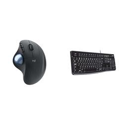 Logitech Ergo M575 Mouse Trackball Wireless - Facile Controllo Con Il Pollice & K120 Tastiera con Cavo per Windows, USB Plug-and-Play, Dimensioni Standard