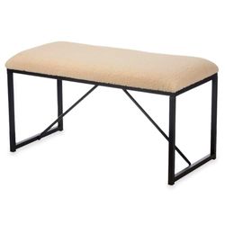 Gift Decor Bench Beige Metal Fabric 81 x 42 x 38 cm