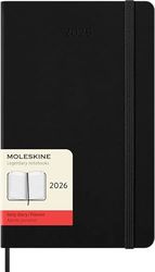 Moleskine Daily Planner, Daily Agenda 2026 12 Months, With Hard Cover and Elastic Closure, Large Format 13x21, Black Color