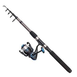 DAM Full Tech Tele Spinning Combo, sötvatten sportfiskespö och rulle gädda abborre zander och mer, stark lättvikt och mångsidig, svart och grå, 1,80 m måttlig snabb stång, rulle i 2000 storlek