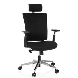 hjh OFFICE Silla de Oficina ergonómica CAPTIVO Pro Silla giratoria con reposacabezas Ajustable, reposabrazos 3D, cómodamente Acolchado, Tela Negra