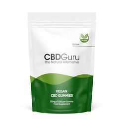 CBD Guru Vegan CBD Gummies 20mg 60 Pack - Mixed Fruit Flavour Broad Spectrum CBD Vegan Gummy Bears for Sleep & Anxiety Support, 1200mg Total CBD