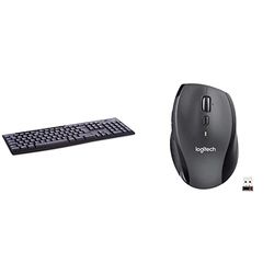 Logitech K270 Tastiera Wireless per Windows, Layout Internazionale QWERTY Nero & M705 Marathon Mouse Wireless, 2,4 GHz Con Mini Ricevitore USB Unifying