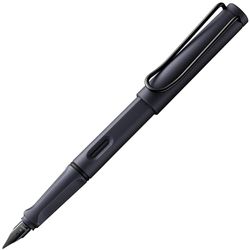 LAMY safari steel black - Fountain Pen with ergonomic grip & polished Left-Handed steel nib (LH) in size M - ideal for any Writing & Calligraphy - including LAMY T 10 blue cartridge