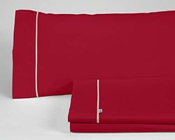 Juego de sábanas liso color burdeos - Cama de 105 (3 stuks) -50% katoen / 50% polyester - 144 hilos, gramage: 115