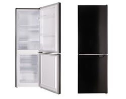 Respekta Frigorífico y congelador combinado de libre instalación / 109 L refrigeración / 48 L congelación/termostato regulable/máquina de cubitos de hielo / 144 cm / 39 dB/negro / KG144S-37