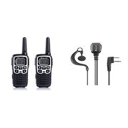 Midland XT50, Radio Walkie Talkie a Ricarica Rapida, 24 canali PMR446 senza licenza, 8 km di Portata, 38 Toni CTCSS & Microfono, MA21-L PRO con cavo spiralato