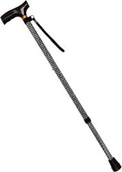 Homecraft Folding Coloured Walking Stick with Wooden Handle, Lightweight Adjustable Walking Cane for Balance, Mobility Aid, Etched Black, 825-925 mm/33-37 Inches, (Eligible for VAT relief in the UK)