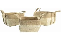 DKD Home Decor Jute Fiber Cottage Korgar Set (3 st) (35 x 35 x 35 cm)