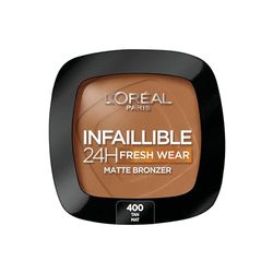 L'Oréal Paris, Polvos Compactos Mate, Efecto Bronceado Facial de Larga Duración, Infallible 24H Fresh Wear, Tono: Mat 400, 9 g