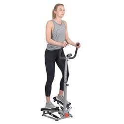 Sunny Health & Fitness Twister Stepper Machine, stepper regolabile in altezza, esercizio di salita scale con manubrio e monitor LCD, attrezzatura per allenamento domestico indoor - SF-S020027