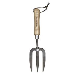 Kent & Stowe Handvork – bloemvork van roestvrij staal voor tuinverzorging, tuinvork met korte steel van essenhout, lengte: 31 cm
