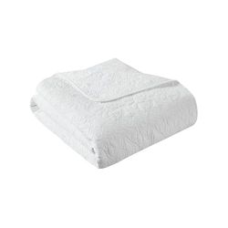 Madison Park Luxe quiltad överkast filt-damast sömnad design, polyester, vit, 152,4 x 178,8 cm