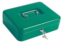 Kippen 10032V4 - Caja de caudales con bandeja para monedas. Color verde. Dimensiones: 300 x 240 x 90 mm.