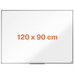 Nobo Lavagna Bianca Magnetica Smaltata, 1200 x 900 mm, Cornice in Alluminio, Sistema di Montaggio ad Angolo, Incl. Vaschetta Porta Accessori, Gamma Essence, Bianco, 1915453