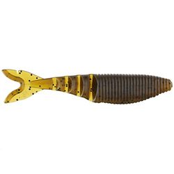 Yamamoto Zako - Esca da pesca in plastica morbida, multiuso, 10,2 cm, progettata per imitare Bluegill o Shad, confezione da 6, anguria con rame/arancione con laminato rosso