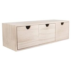 Rayher Cómoda pequena de madeira, 3 gavetas, 37,5 x 13 x 11,5 cm, para personalizar e decorar, 6190300