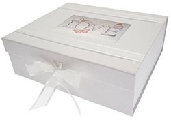 White Cotton Cards, Love Large Keepsake Box, vintage vlinders, LV2X, bord, 27,2 x 32 x 11 cm