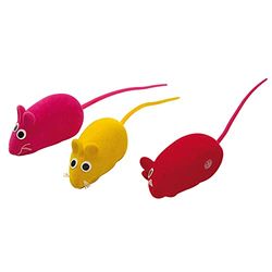 LOVE STORY Set di 3 mouse in poliestere sonoro 4 cm, giallo rosso rosa