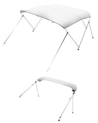 VEVOR Tettoia per bimini a 3 archi, in poliestere 600D con telaio in lega di alluminio, impermeabile e parasole, tenda da barca con borsa portaoggetti, 2 pali di supporto, 4 cinghie, 170,2 cm di