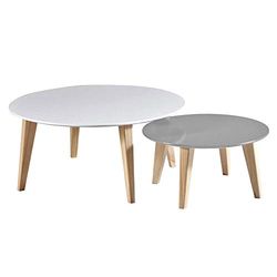 Demeyere Blaine A2 Mesa de centro, MDF, branco mate e cinzento, pequeno