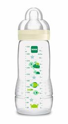 MAM Babyfles, vanaf 4 maanden, 330 ml, met zuignap 3, van siliconen, snel op te nemen, gemakkelijk vast te houden, gemakkelijk te reinigen, Easy Active, neutrale glans, 1 stuk