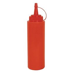 Vogue Squeeze Sauce Bottle with Nozzle Cap 680 ml/24 oz,Red, Material: Polyethylene, Screw Top & Wide Neck For Easy Refill, Tomato Sauce Squeeze Bottle, K157