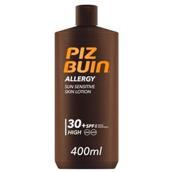 PIZ BUIN Allergy Protetor solar corporal SPF 30, alta proteção para peles sensíveis, loção corporal, proteção UVA/UVB, absorção rápida, 400 ml
