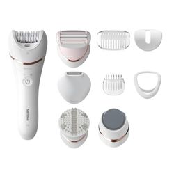 Philips Series 8000 - Epilateur Wet & Dry sans fil pour les jambes et le corps, avec 9 accessoires, rasoir, tondeuse, embout pédicure et embout exfoliant pour le corps, (modèle BRE740/10)