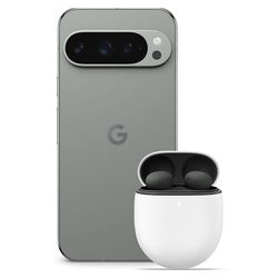 Google Pixel 9 Pro - Unlocked Android Smartphone with Gemini, Triple Rear Camera System, 24-Hour Battery, and 6.3" Super Actua Display - Hazel, 256GB+Pixel Buds Pro 2