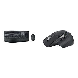 Logitech MK850 Kit Tastiera e Mouse, Layout Inglese UK Qwerty, Nero & MX Master 3S - Mouse Wireless ad Alte Prestazioni, Ergo, 8K DPI, Nero