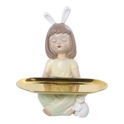 Alexandra House Living Figurine décorative Jaune en Plastique Oreilles 12 x 13 x 26 cm Plateau