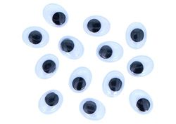 INNSPIRO Ojos móviles negros autoadhesivos ovalados 8x10mm. 80u., ideal para manualidades con niños, decoraciones y actividades creativas