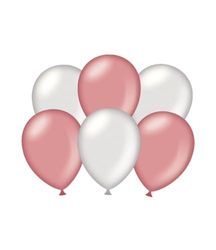 PD-Party 7036587 Feest Balloons | Natuurlijk Rubber (Latex) | Party Decoration, Pak van 6, Metallic Zilver/Roosgoud, 30cm Lengte x 30cm Breedte x 30cm Hoogte